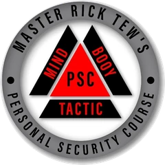 Master Rick Tew's Personal Security Course logo: Mind, Body, PSC, Tactic